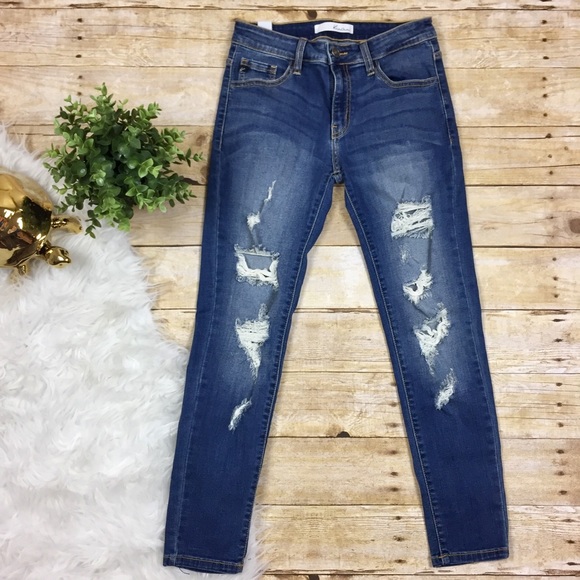KanCan Denim - KanCan Distressed Denim Skinny Ankle Jeans